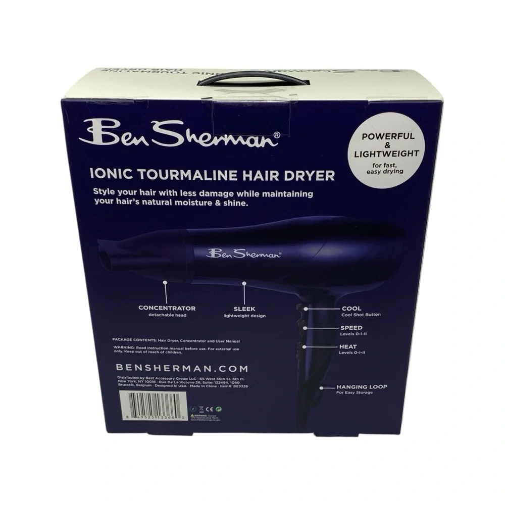 Ben Sherman Professional Ionic Tourmaline Hair Dryer - Dark‎ Blue 1875W